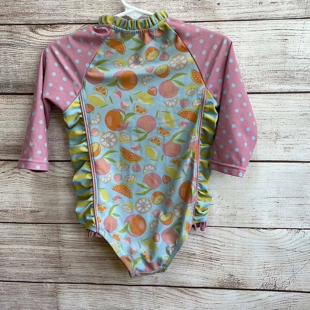 MATILDA JANE LONG SLEEVE SWIMSUIT‎ IN PINK AND GREEN PRINT